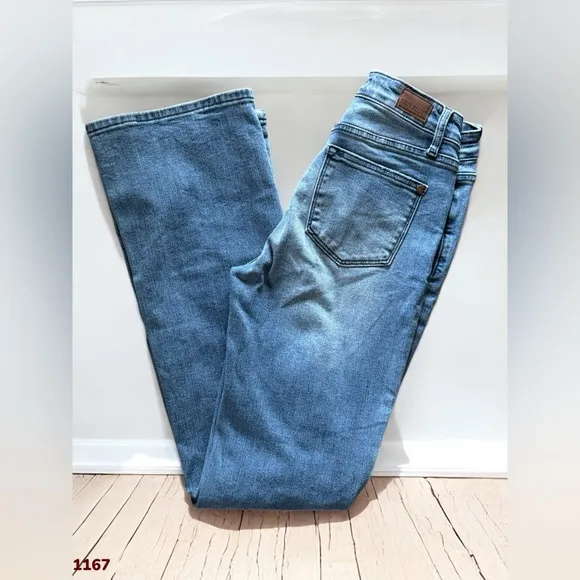 1167 Judy Blue Boot Cut Distressed Jeans 3/26 Plaid Patchwork Western Glamour
