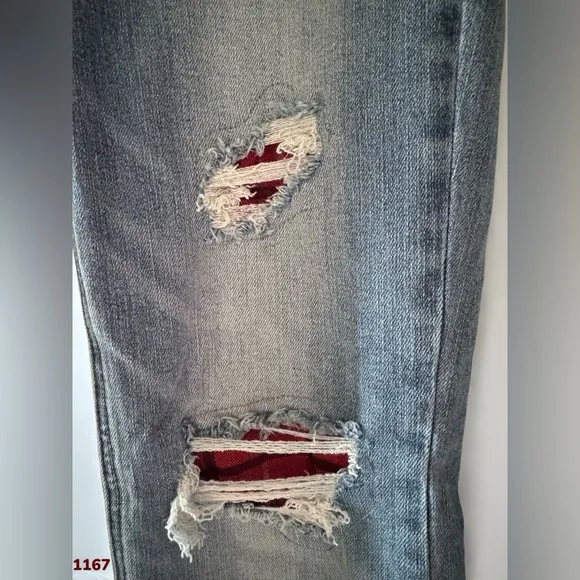 1167 Judy Blue Boot Cut Distressed Jeans 3/26 Plaid Patchwork Western Glamour