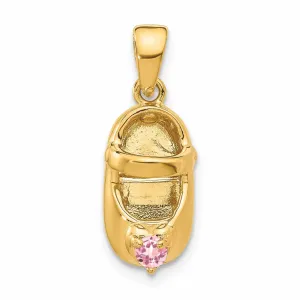 14 Yellow Gold Pink Tourmaline Stone Shoe Charm