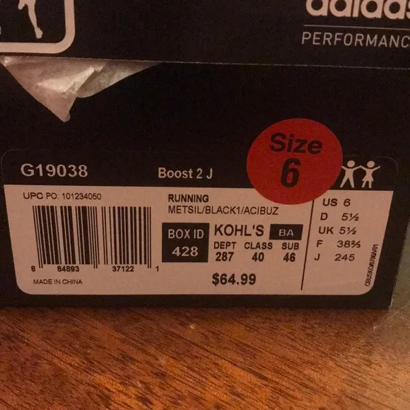 428 Adidas boost 2 J G19038 running metallic silver boy youth size 6 green black