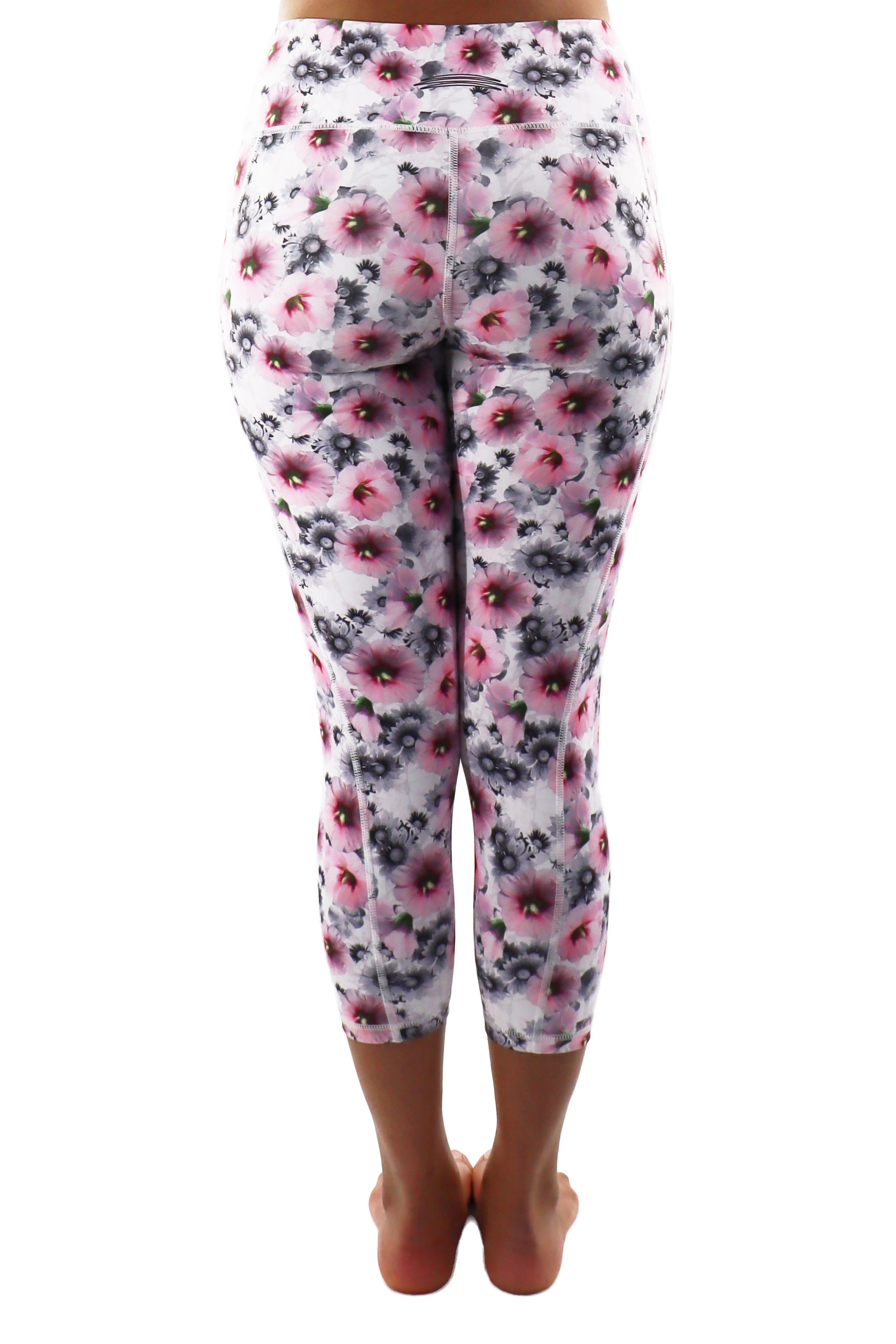 5321 - The "Think Spring" Floral Cell Pocket Capri - Pink/Grey
