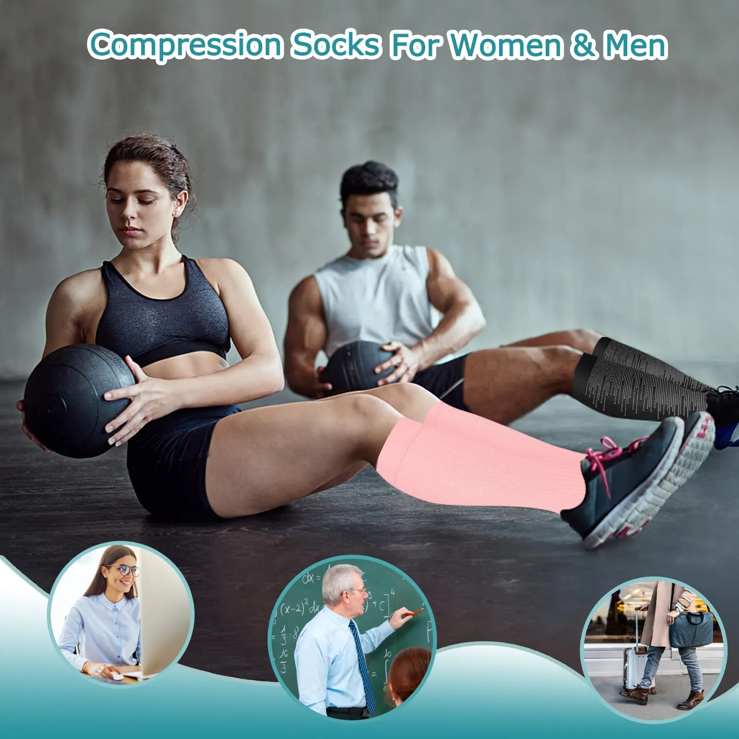 8-Pairs Compression Socks 15-20 MMhg for Man and Woman | ACTINPUT