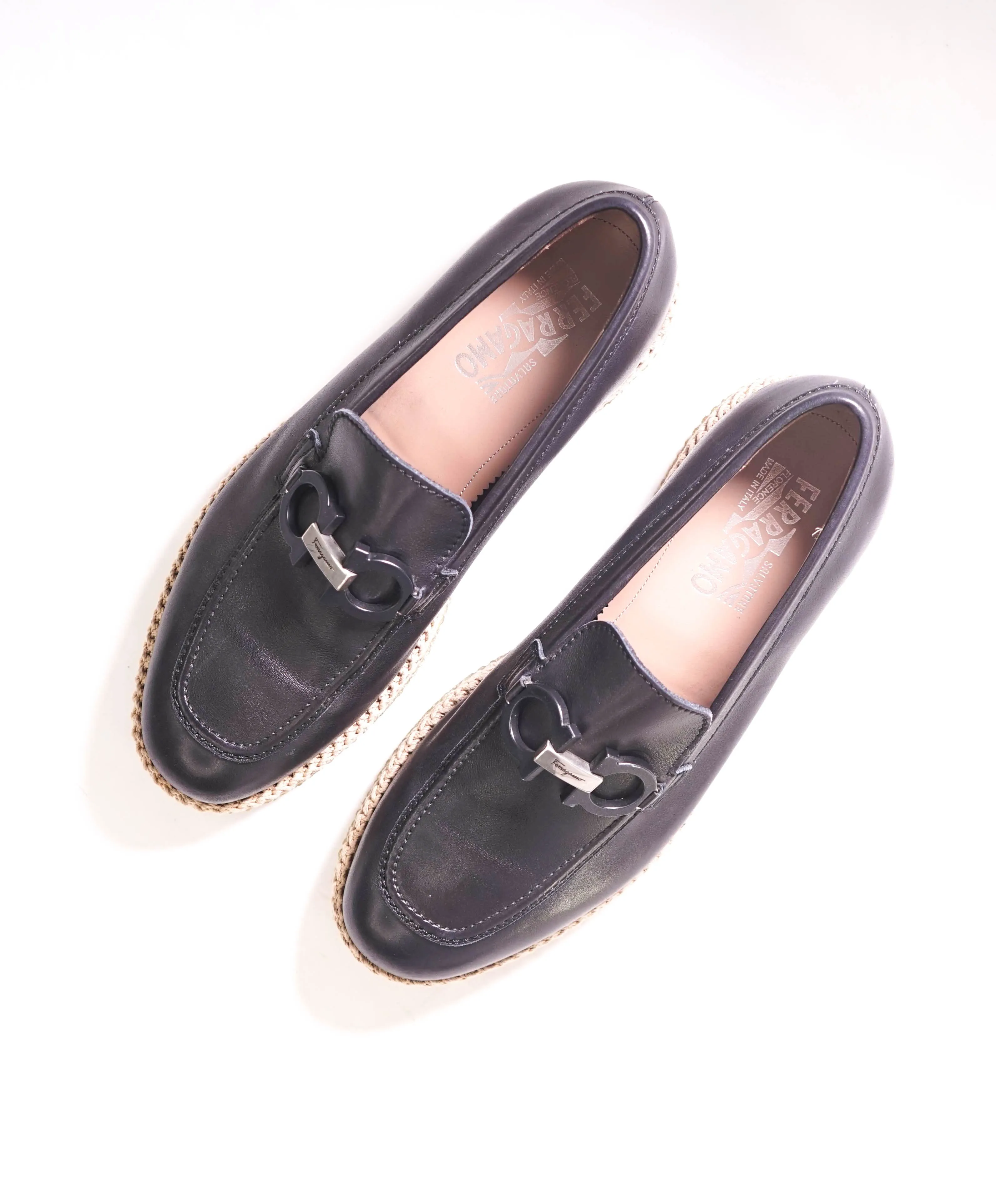 $895 SALVATORE FERRAGAMO - *ARINOS* Black Espadrille Woven Summer Loafer/Sneaker - 10 M US