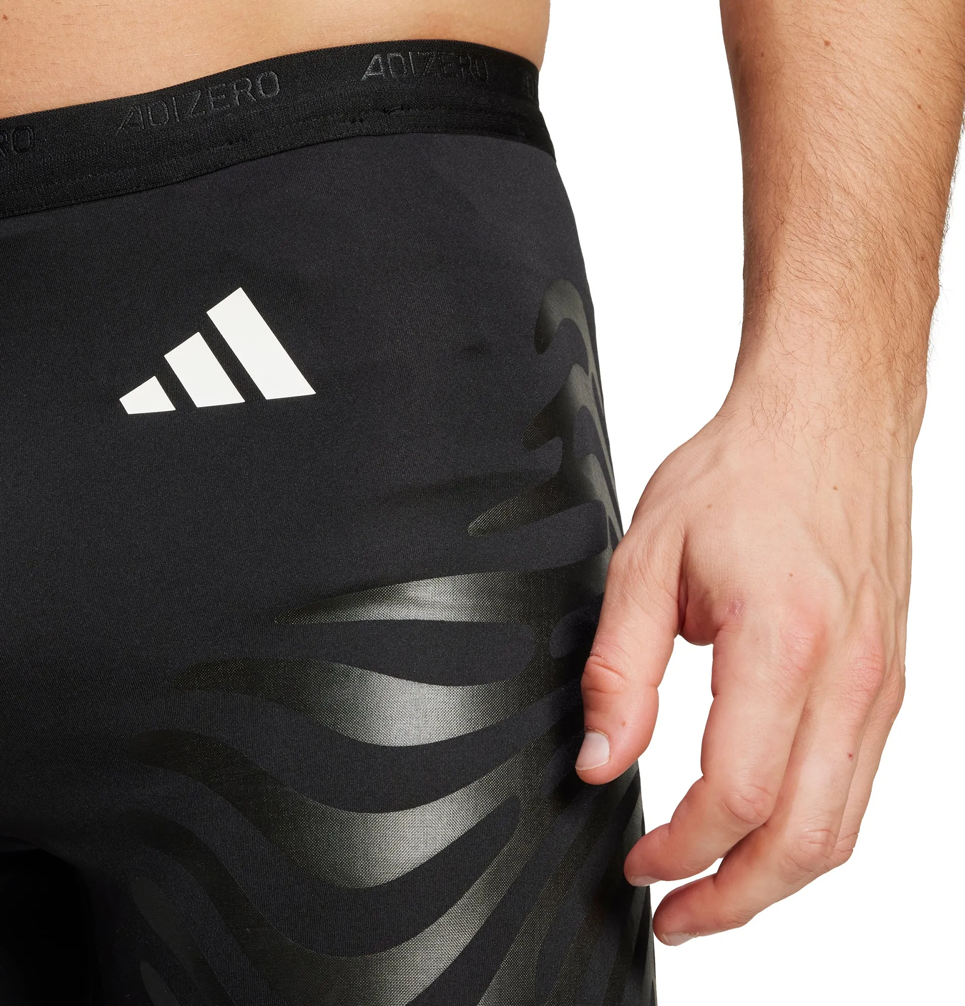 adidas Adizero Control Mens Short Running Tights With Stash Pocket - Black