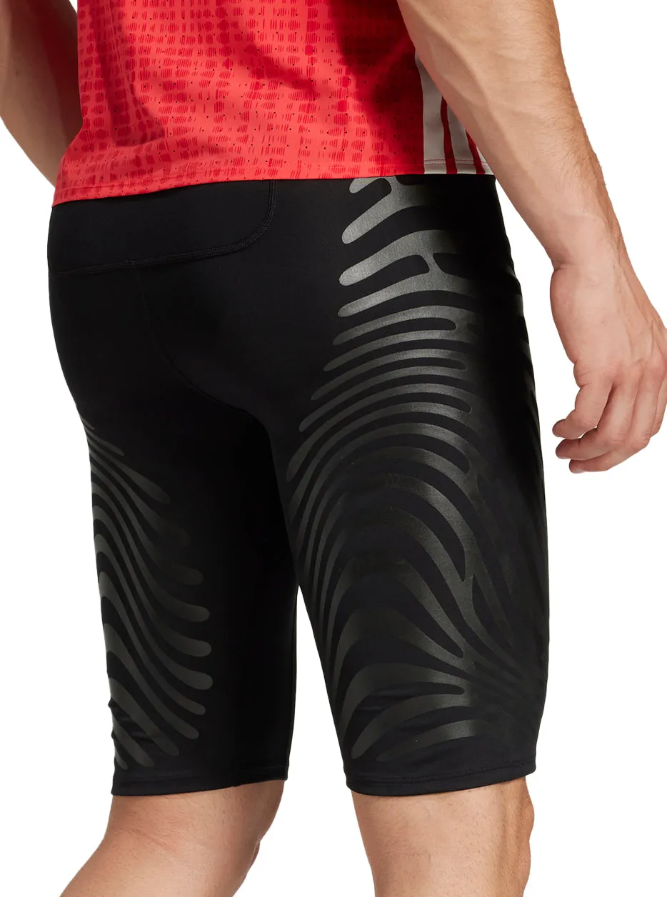 adidas Adizero Control Mens Short Running Tights With Stash Pocket - Black