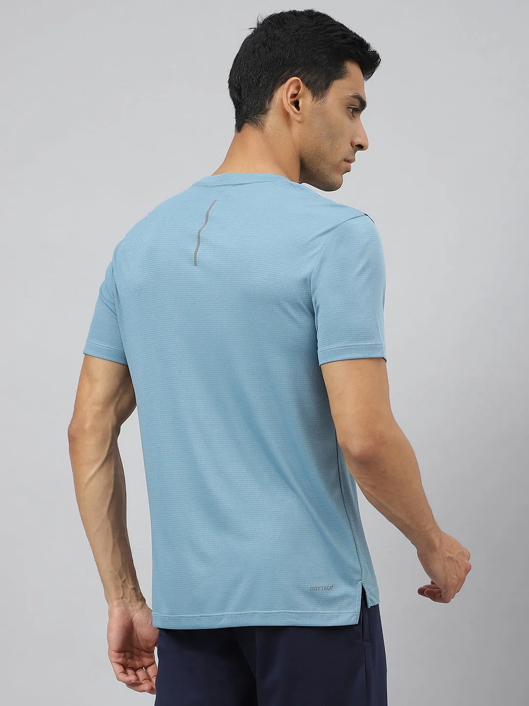 Alcis Men Golden Olive Drytech  Anti-Static Slim-Fit Round Neck Running T-Shirt