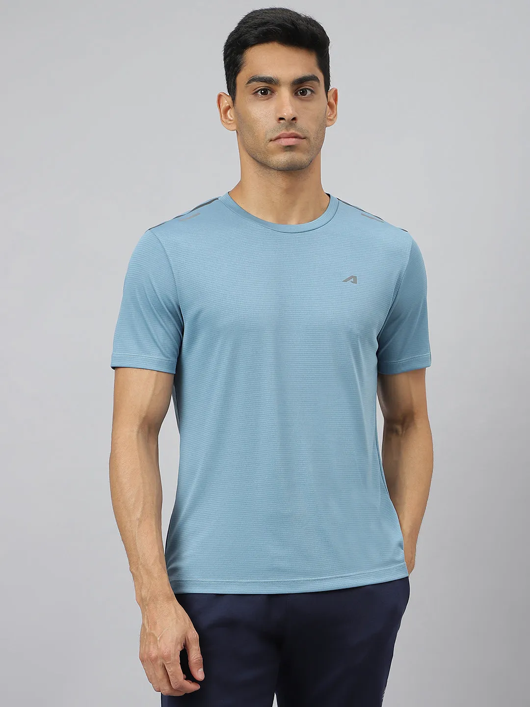 Alcis Men Golden Olive Drytech  Anti-Static Slim-Fit Round Neck Running T-Shirt