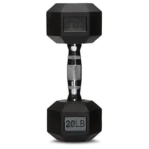 AmazonBasics Rubber Encased Hex Dumbbell Weight - 13.3 x 5.7 x 4.8 Inches, 13.6 kg