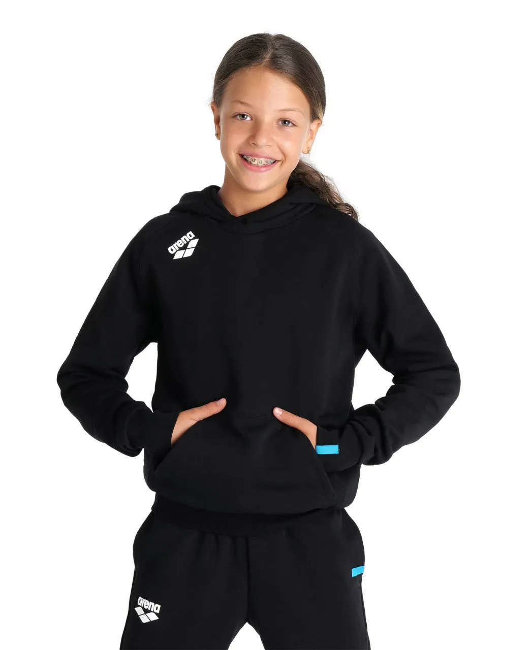 Arena Team Junior Hooded Panel Sweatshirt - Black