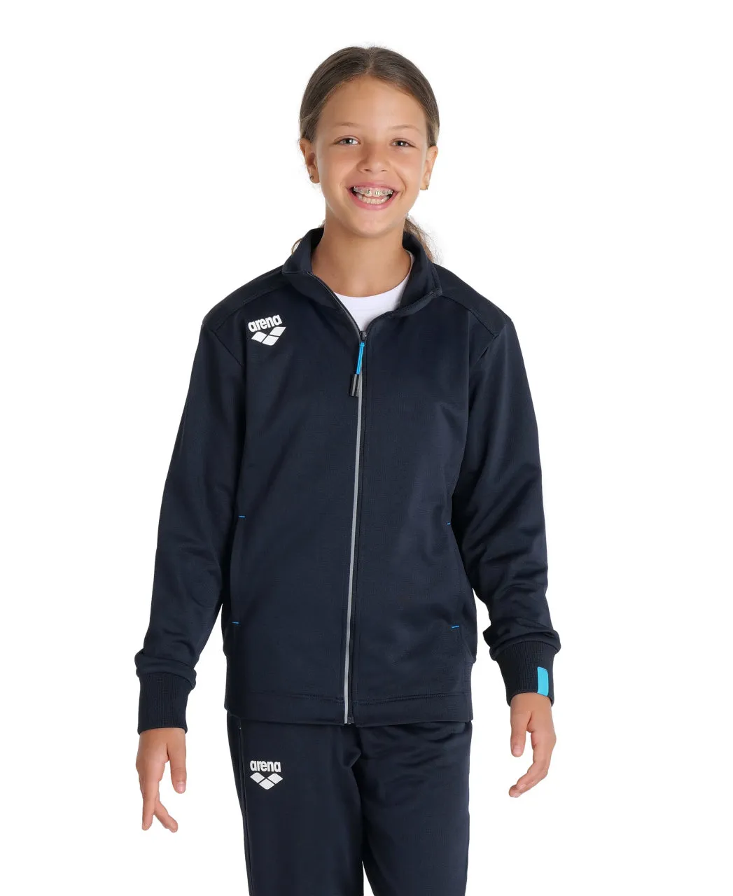 Arena Team Junior Panel Knit Poly Track Jacket - Navy