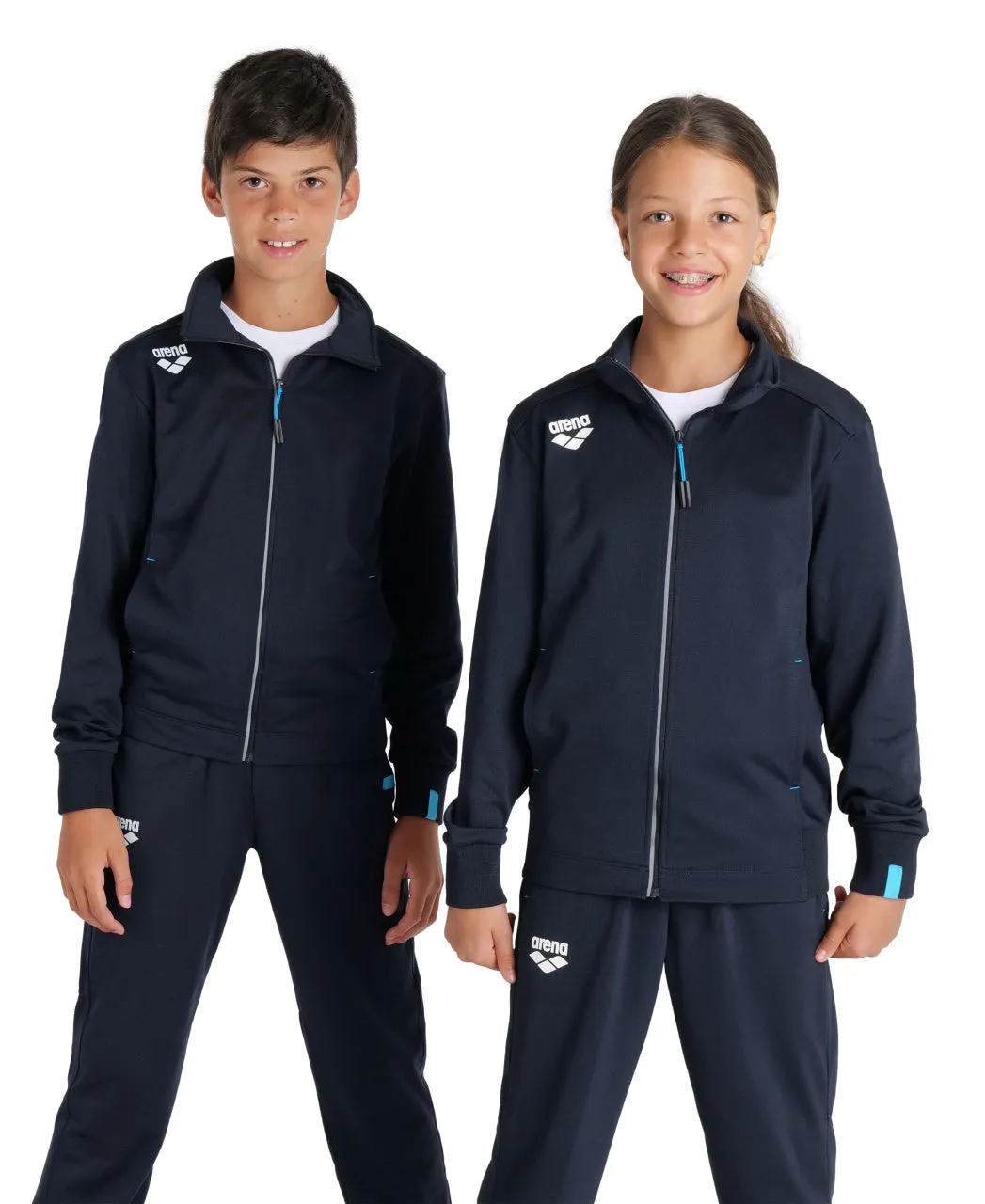 Arena Team Junior Panel Knit Poly Track Jacket - Navy