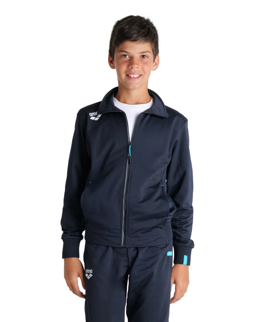 Arena Team Junior Panel Knit Poly Track Jacket - Navy