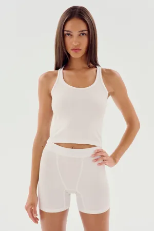 Ashby Rib Crop - White