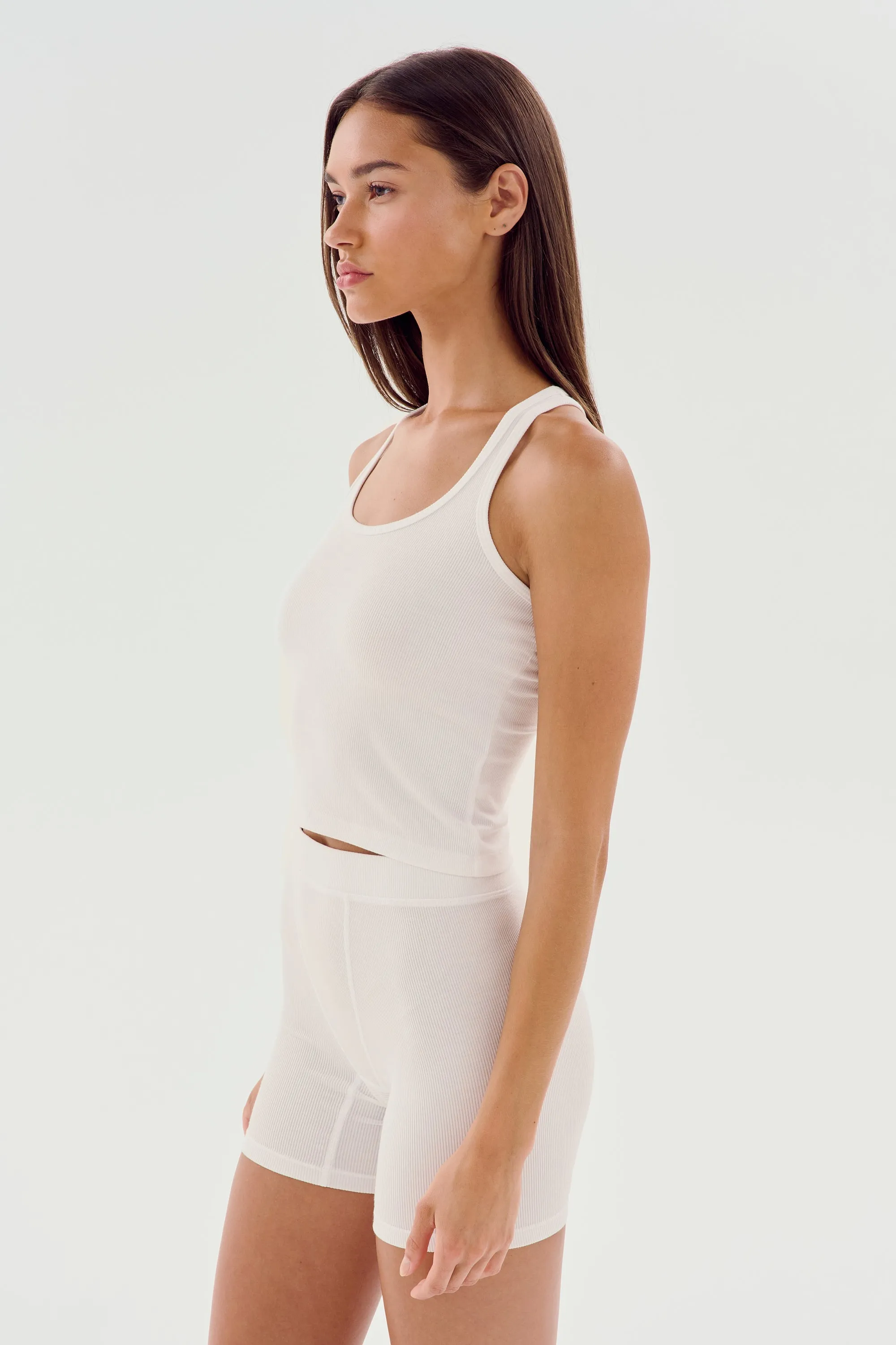 Ashby Rib Crop - White