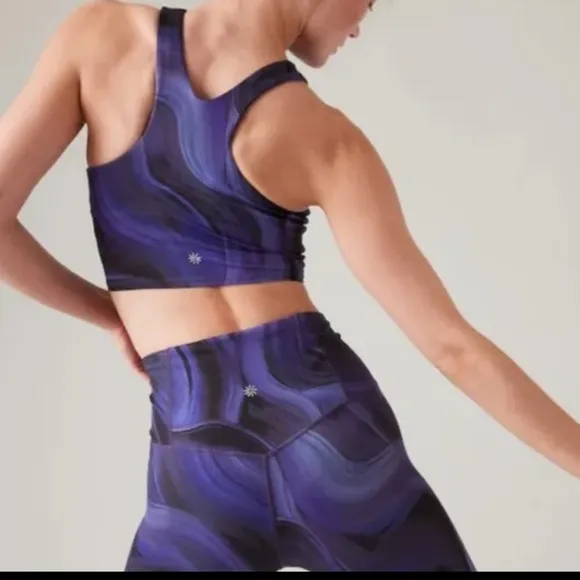 Athleta Conscious Crop Sports Bra Size Medium Cup D-DD Blue Abstract. NWT