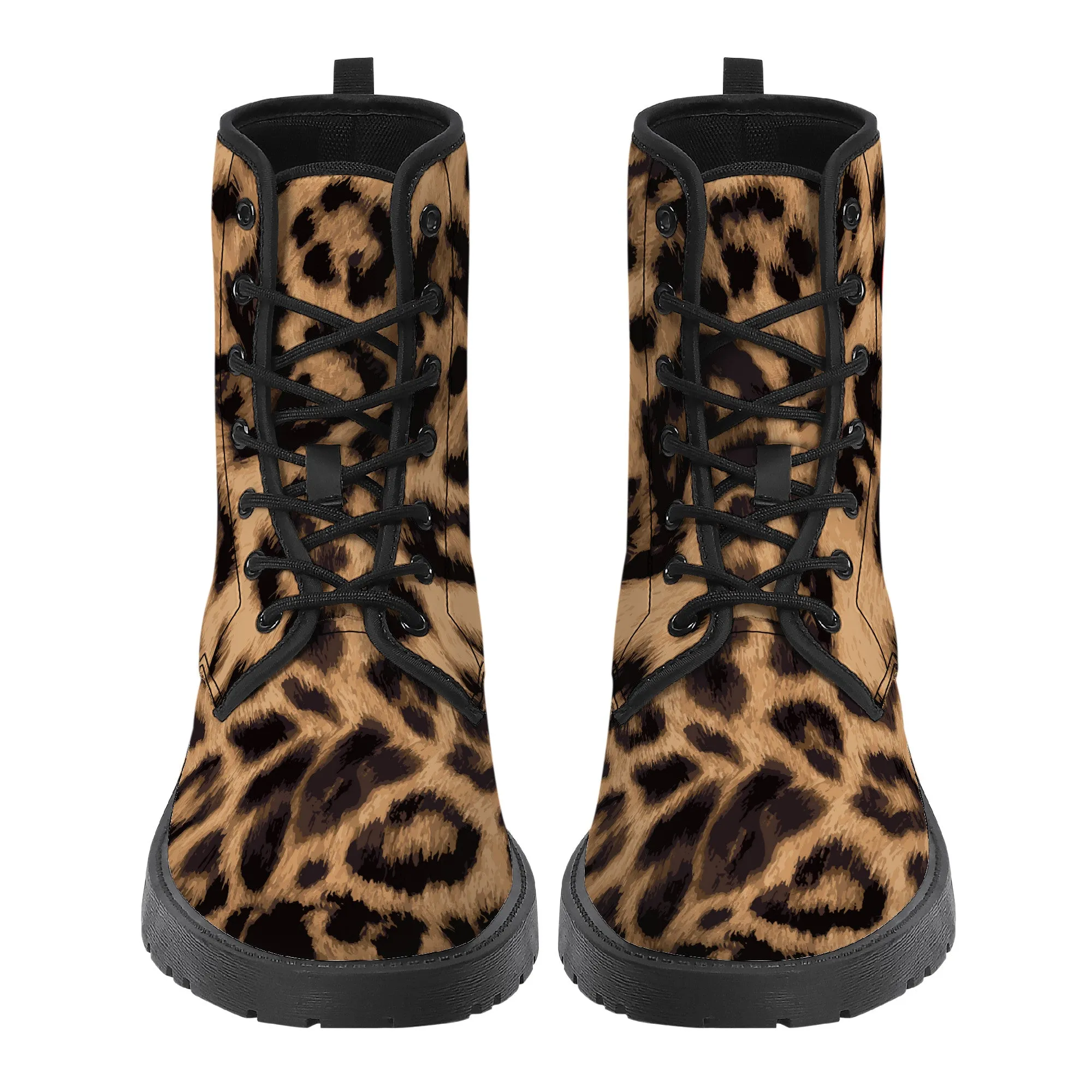 Baphomet Pentagram Leopard Print / Faux Leather Unisex Boots