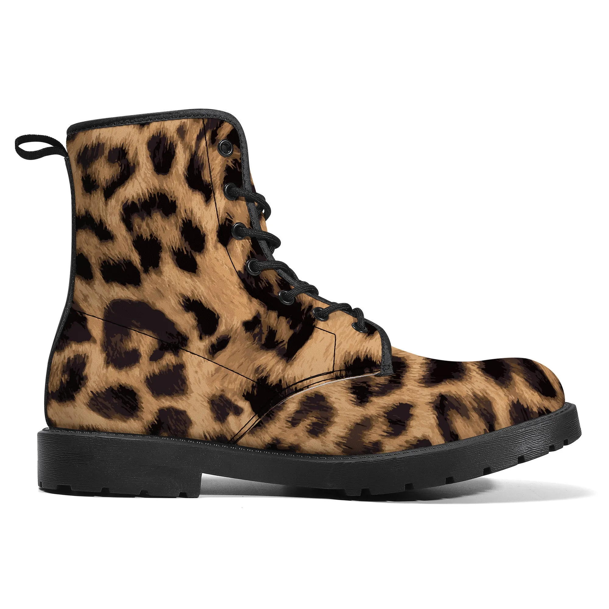 Baphomet Pentagram Leopard Print / Faux Leather Unisex Boots
