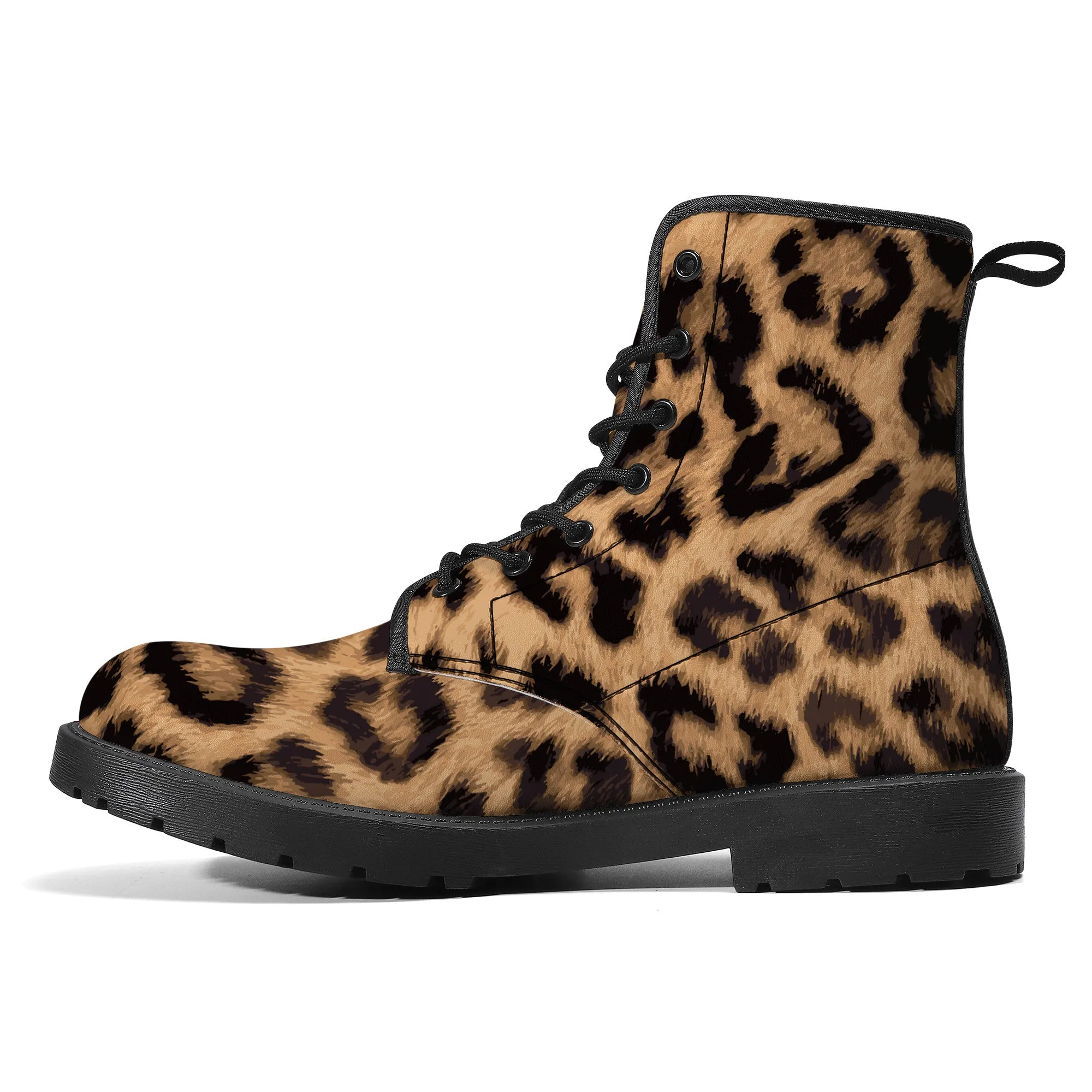 Baphomet Pentagram Leopard Print / Faux Leather Unisex Boots