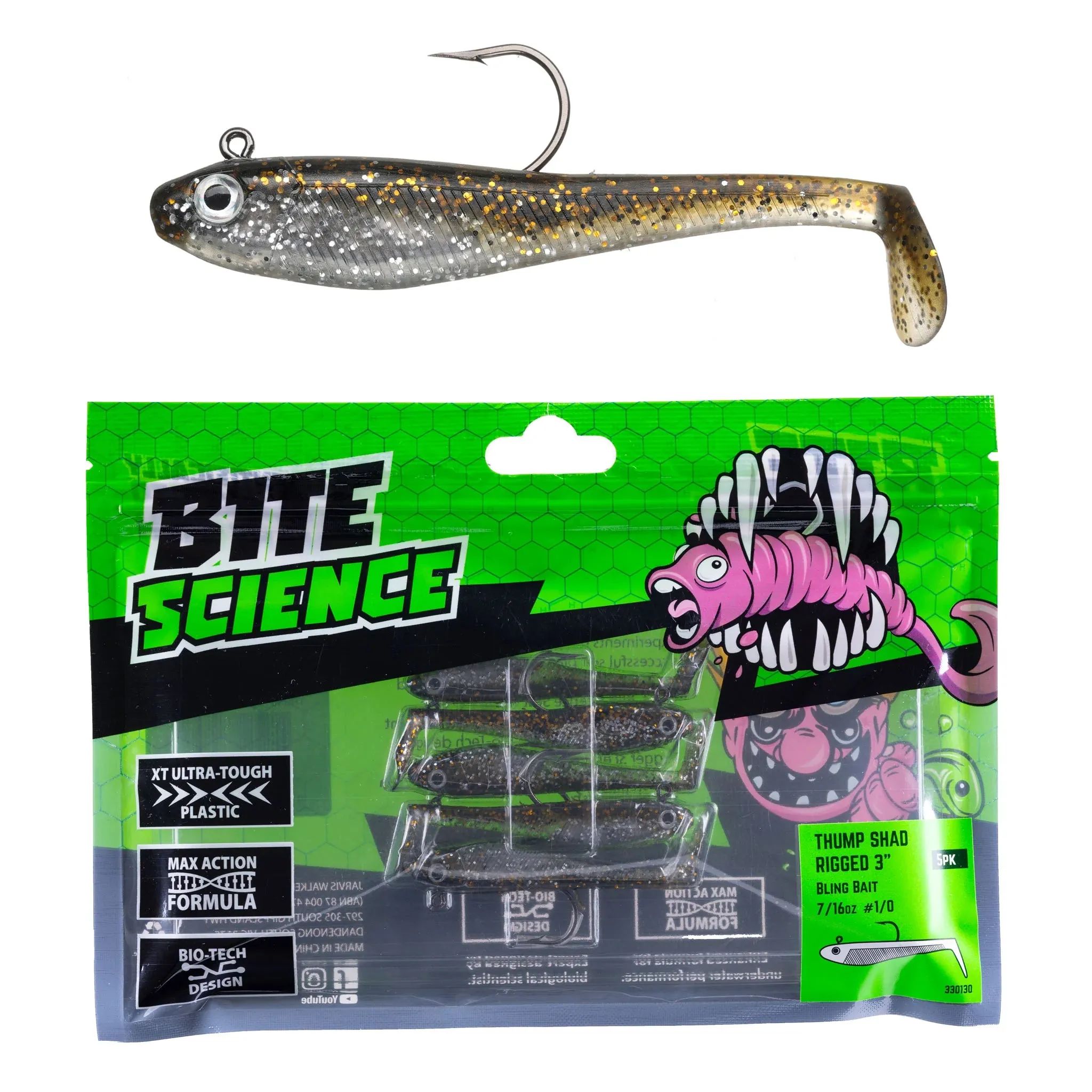Bite Science Thump Shad Rigged 3in