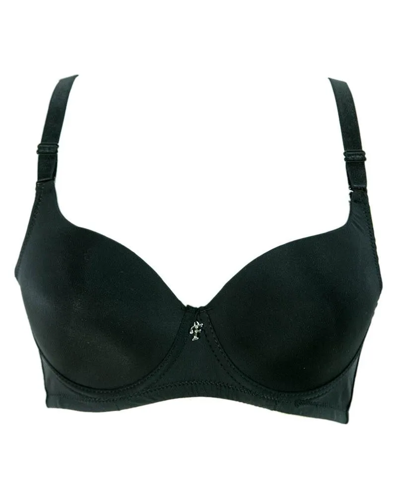 Black Pushup Bra - Single Padded Underwired Bra  - Flourish - FL765