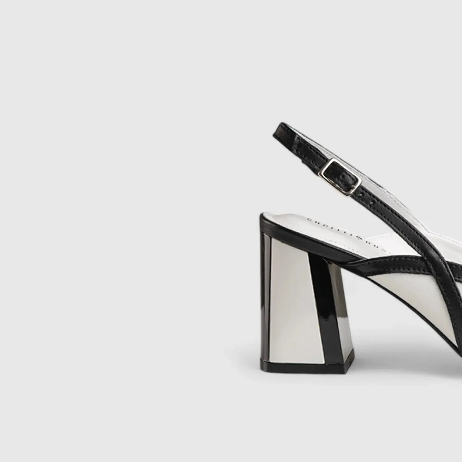Block Heel Court Slingback White/Black 11201