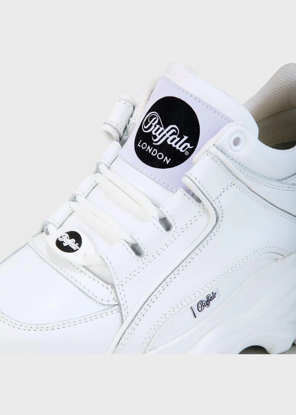 Buffalo London Classic Low Leather Platform Sneakers in White