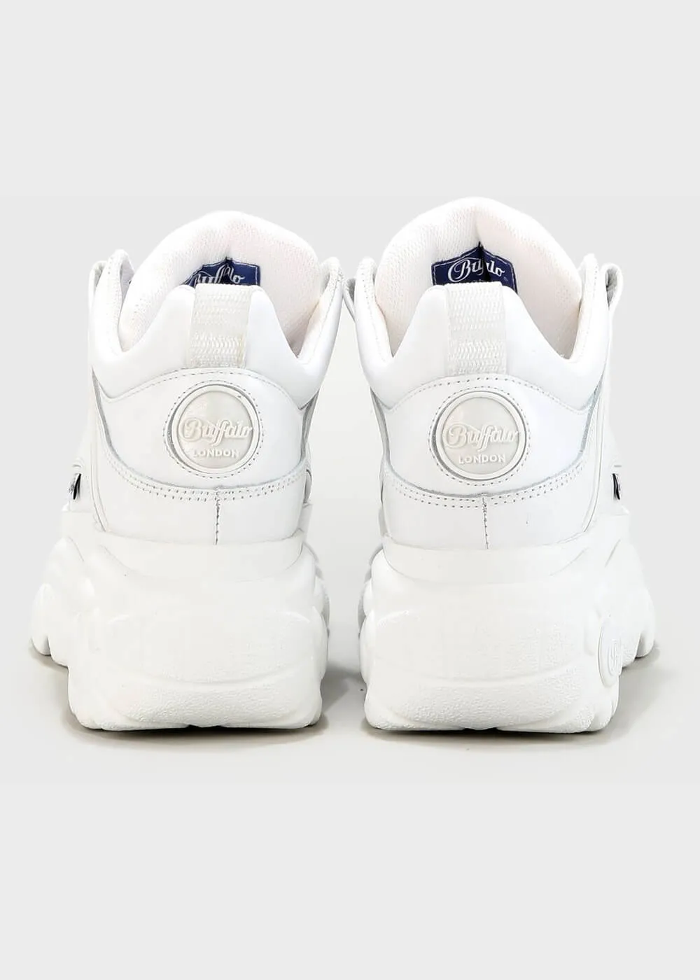 Buffalo London Classic Low Leather Platform Sneakers in White