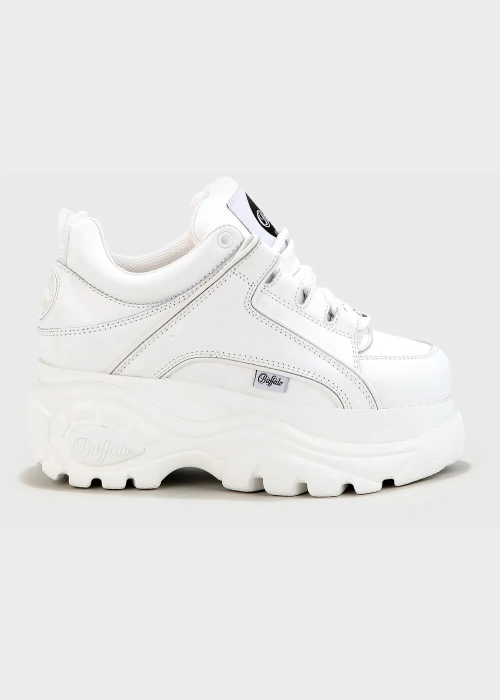 Buffalo London Classic Low Leather Platform Sneakers in White