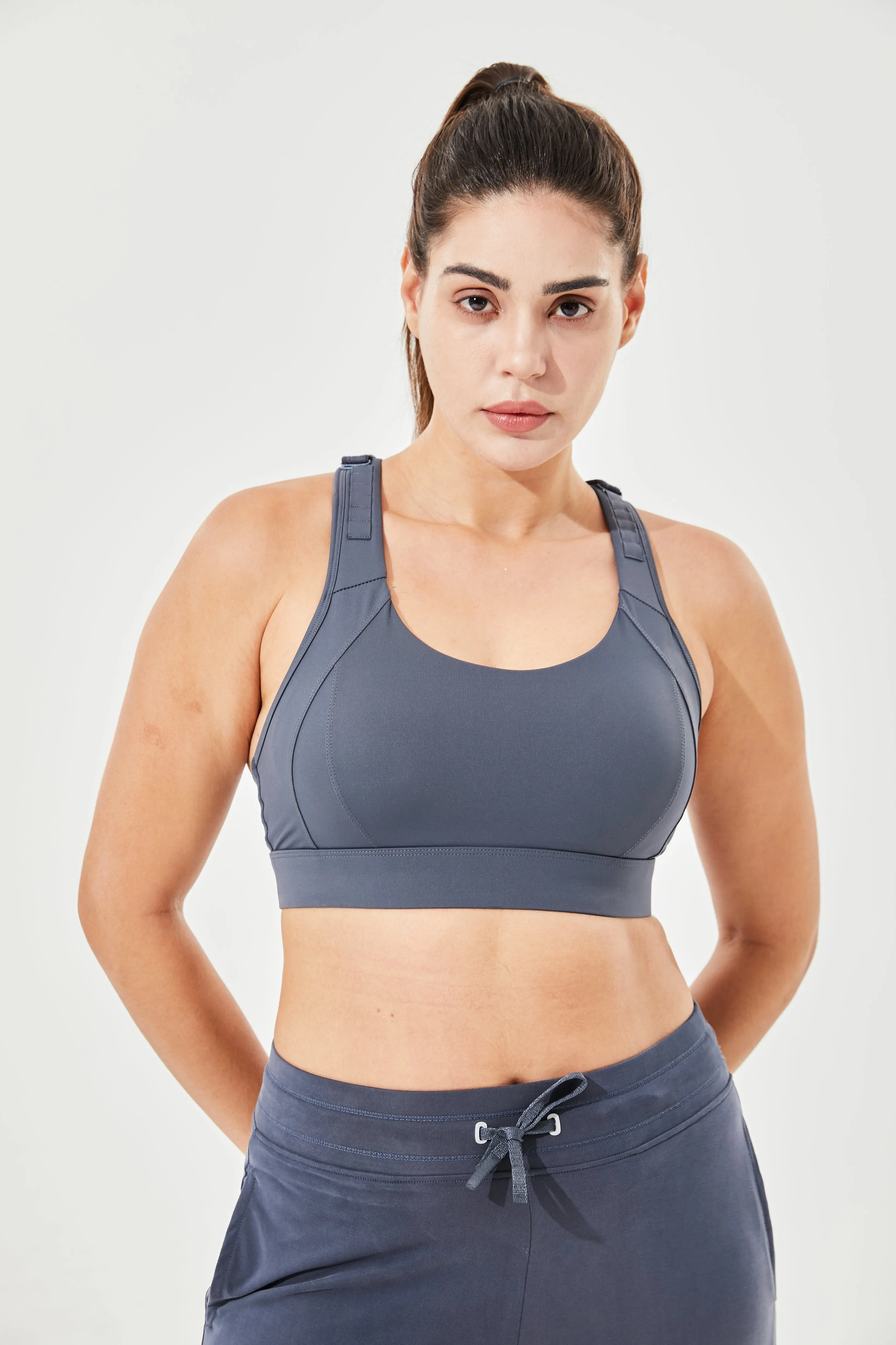 Buy 1, Get 1 Free - High Impact Adjustable Spirited Running Sports Bra With Moulded Cups & Clasp (Up to 5XL)