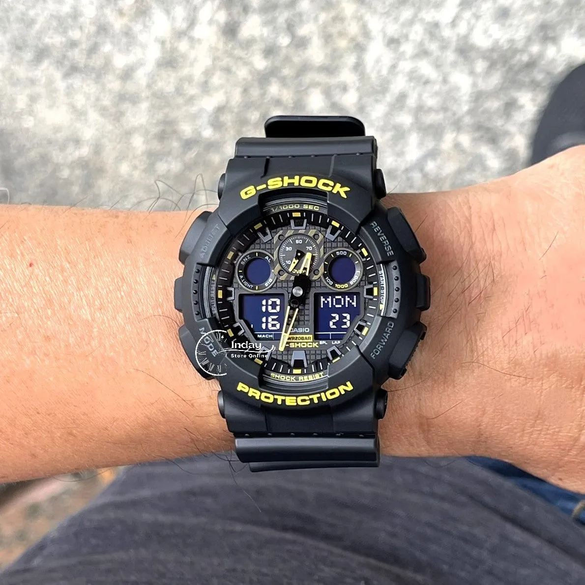 Casio G-Shock Men's Watch GA-100CY-1A Black Color Analog-Digital GA-100 Series Shock Resistant Magnetic Resistant Mineral Glass