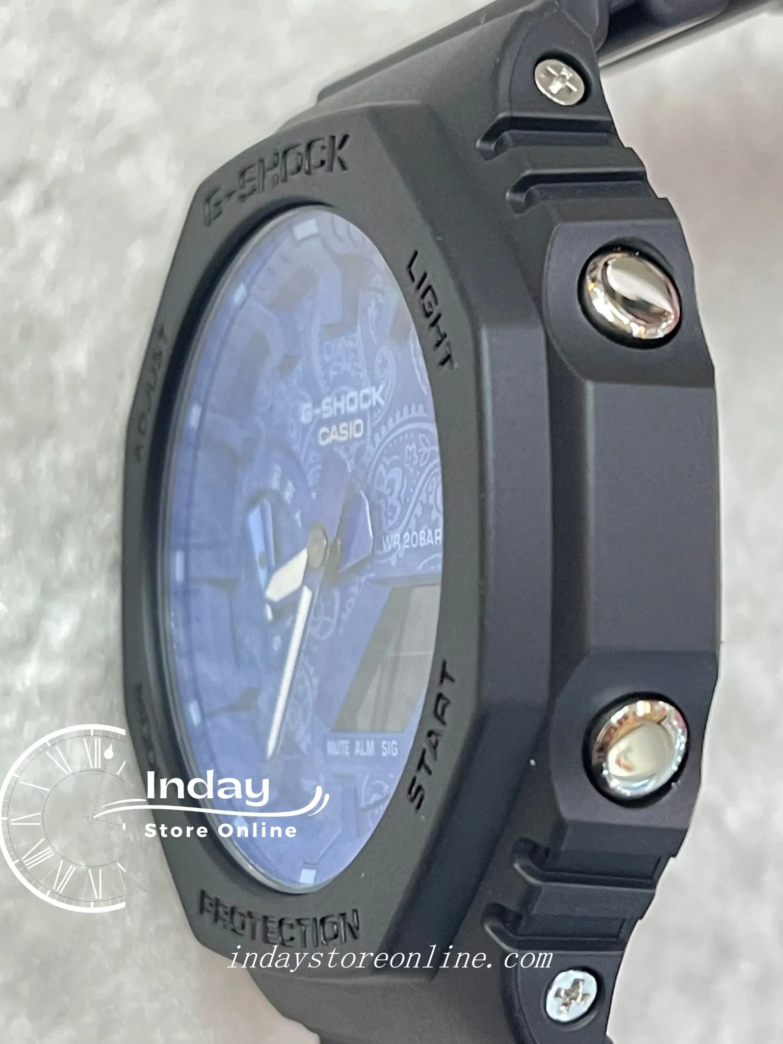 Casio G-Shock Men's Watch GA-2100BP-1A Analog-Digital GA-2100 Series Carbon Core Guard structure  Paisley Blue Series