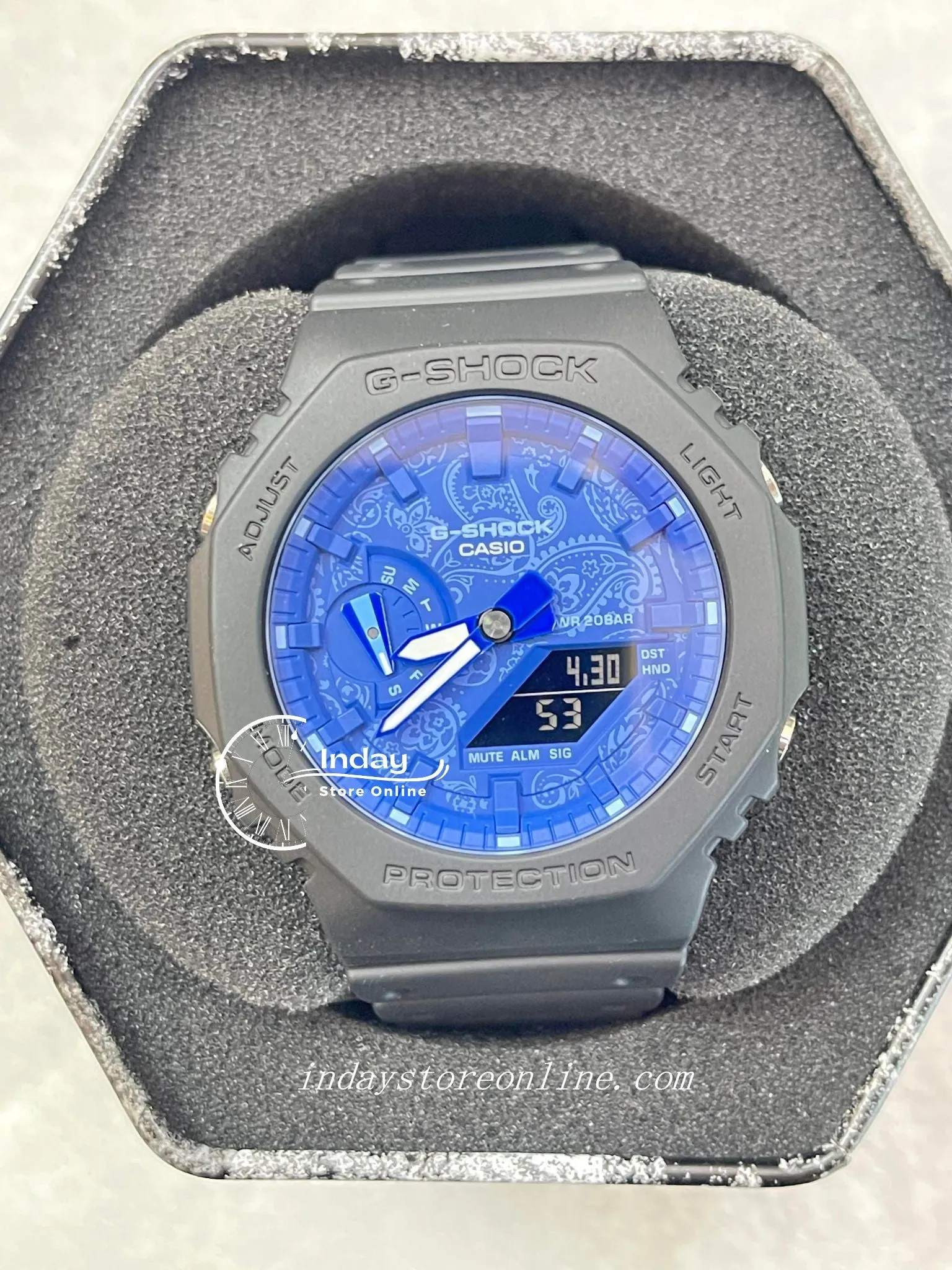 Casio G-Shock Men's Watch GA-2100BP-1A Analog-Digital GA-2100 Series Carbon Core Guard structure  Paisley Blue Series