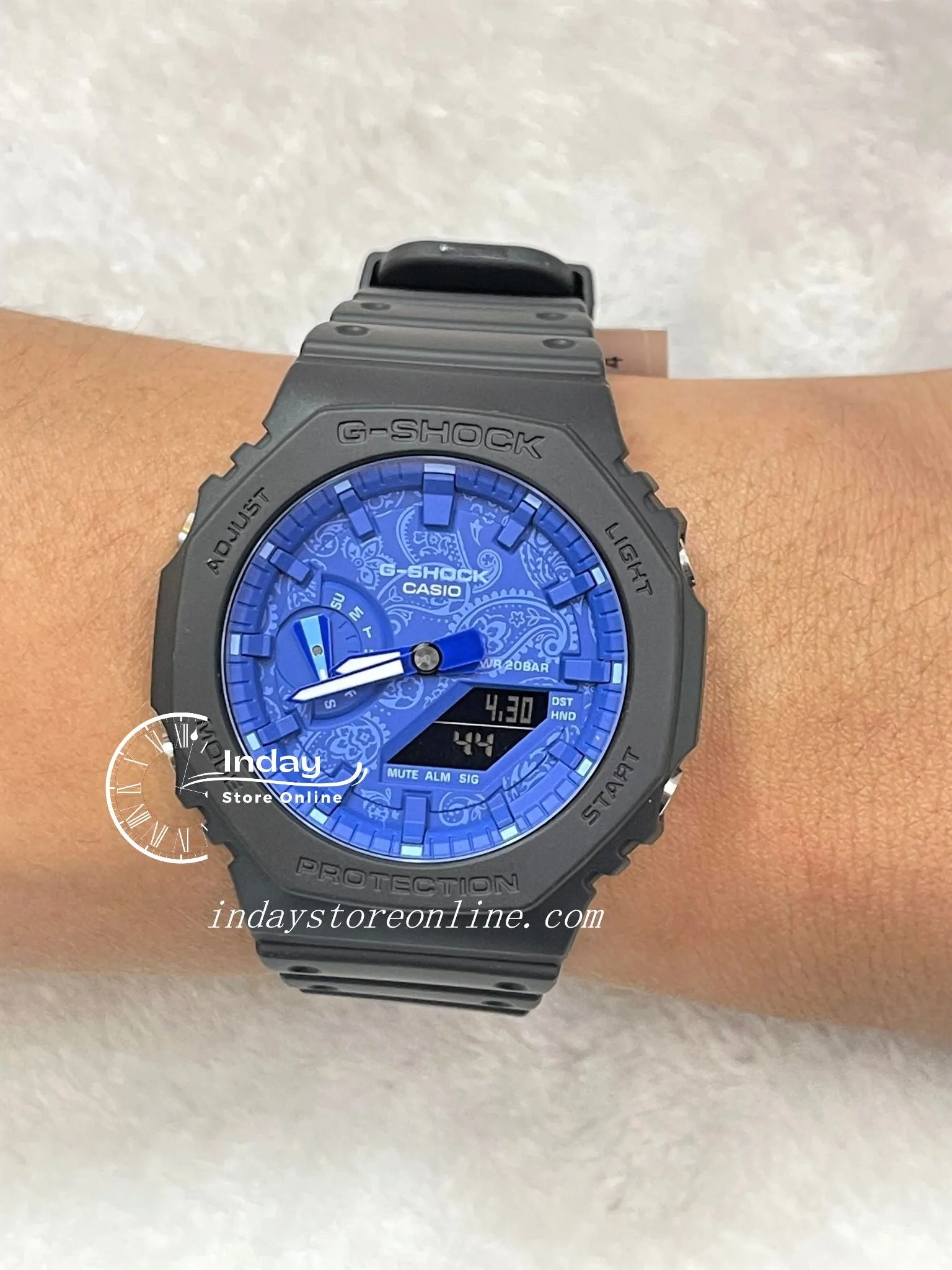 Casio G-Shock Men's Watch GA-2100BP-1A Analog-Digital GA-2100 Series Carbon Core Guard structure  Paisley Blue Series