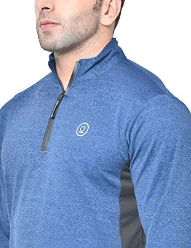 CHKOKKO Men Full Sleeve Zipper Sports Gym Track suit Blue Black size L