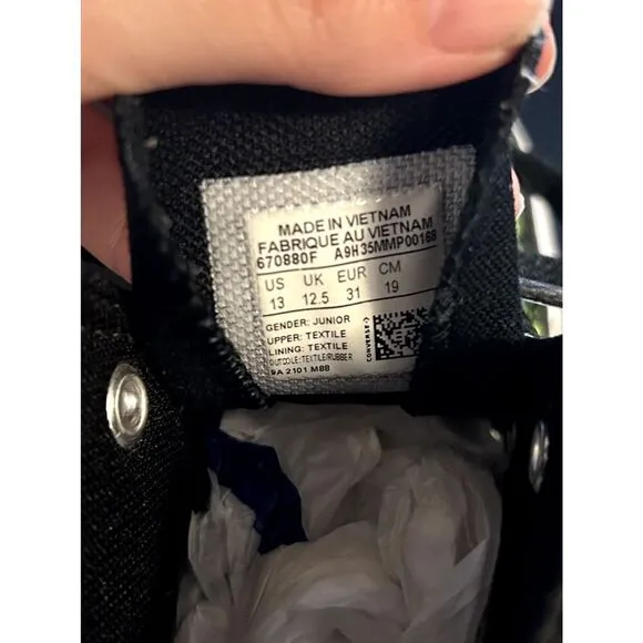 CONVERSE Chuck Taylor Glow In The Dark Bugs Hi-Top Sneakers Junior Size 13