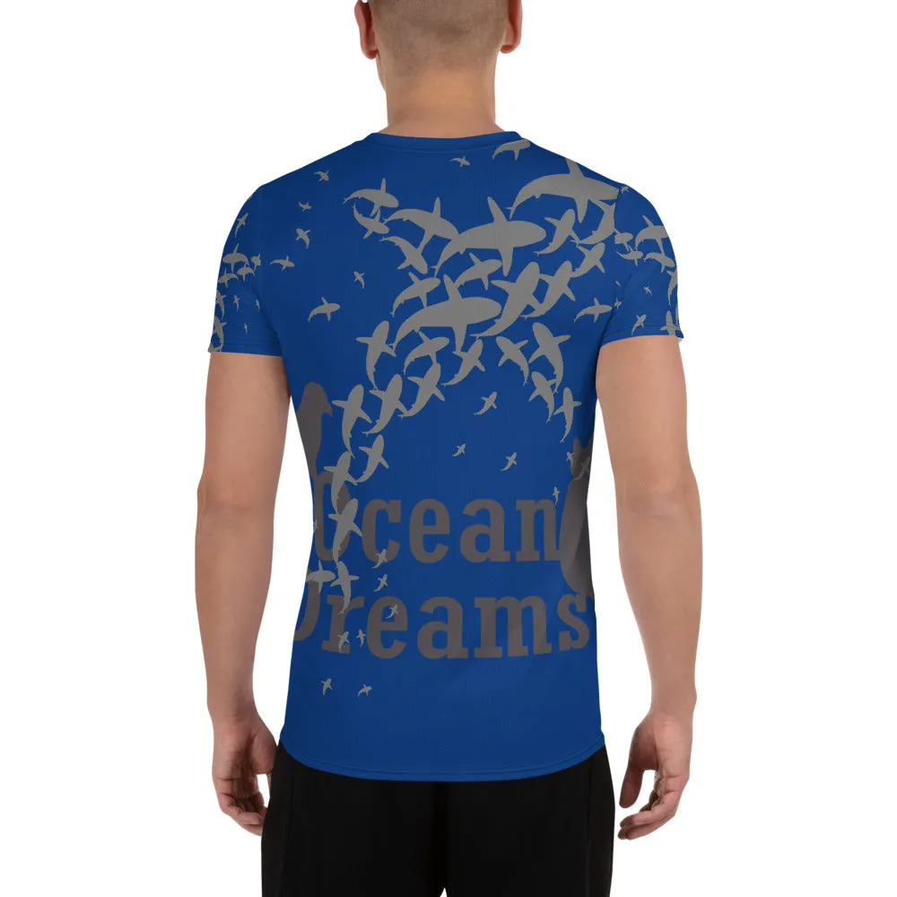 Crazy Sharks All-Over Print Men's Athletic T-shirt