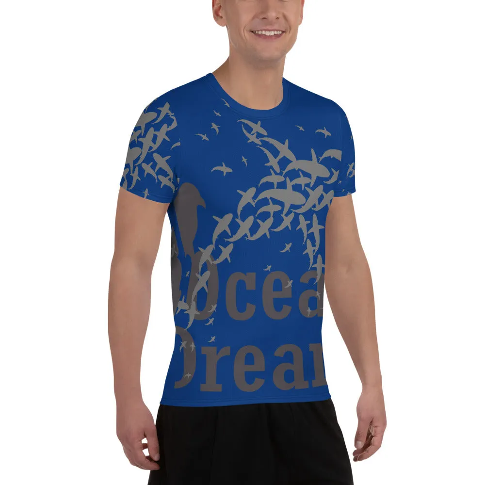 Crazy Sharks All-Over Print Men's Athletic T-shirt