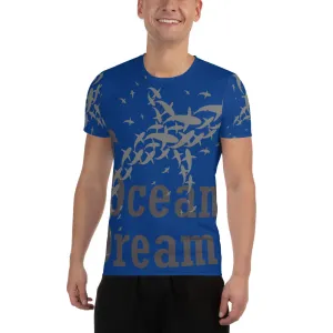 Crazy Sharks All-Over Print Men's Athletic T-shirt