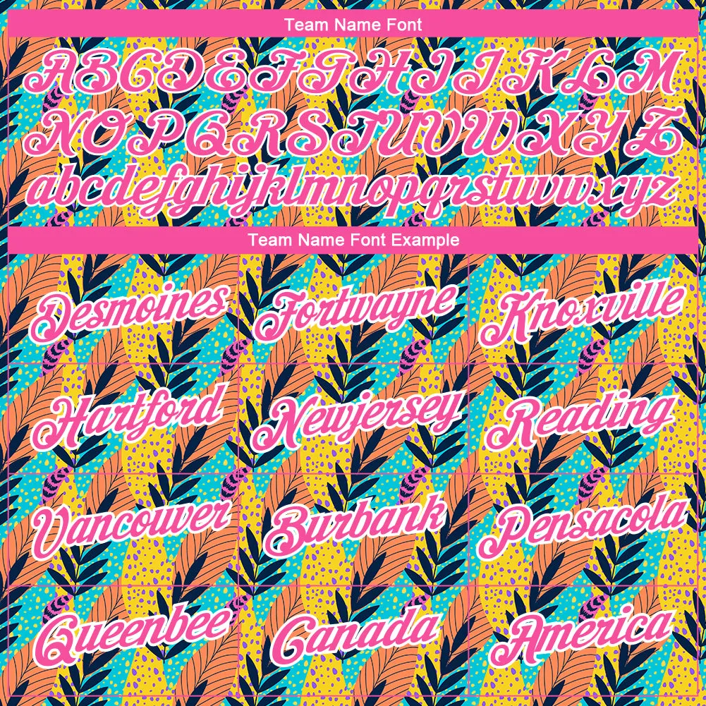 Custom White Pink 3D Pattern Design Tropical Palm Leaf Performance T-Shirt