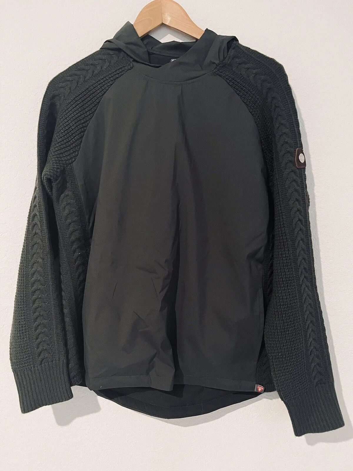 DOVER SADDLERY Equestrian Athens Jacket Sz S Gray Cable Knit Horse Riding Coat