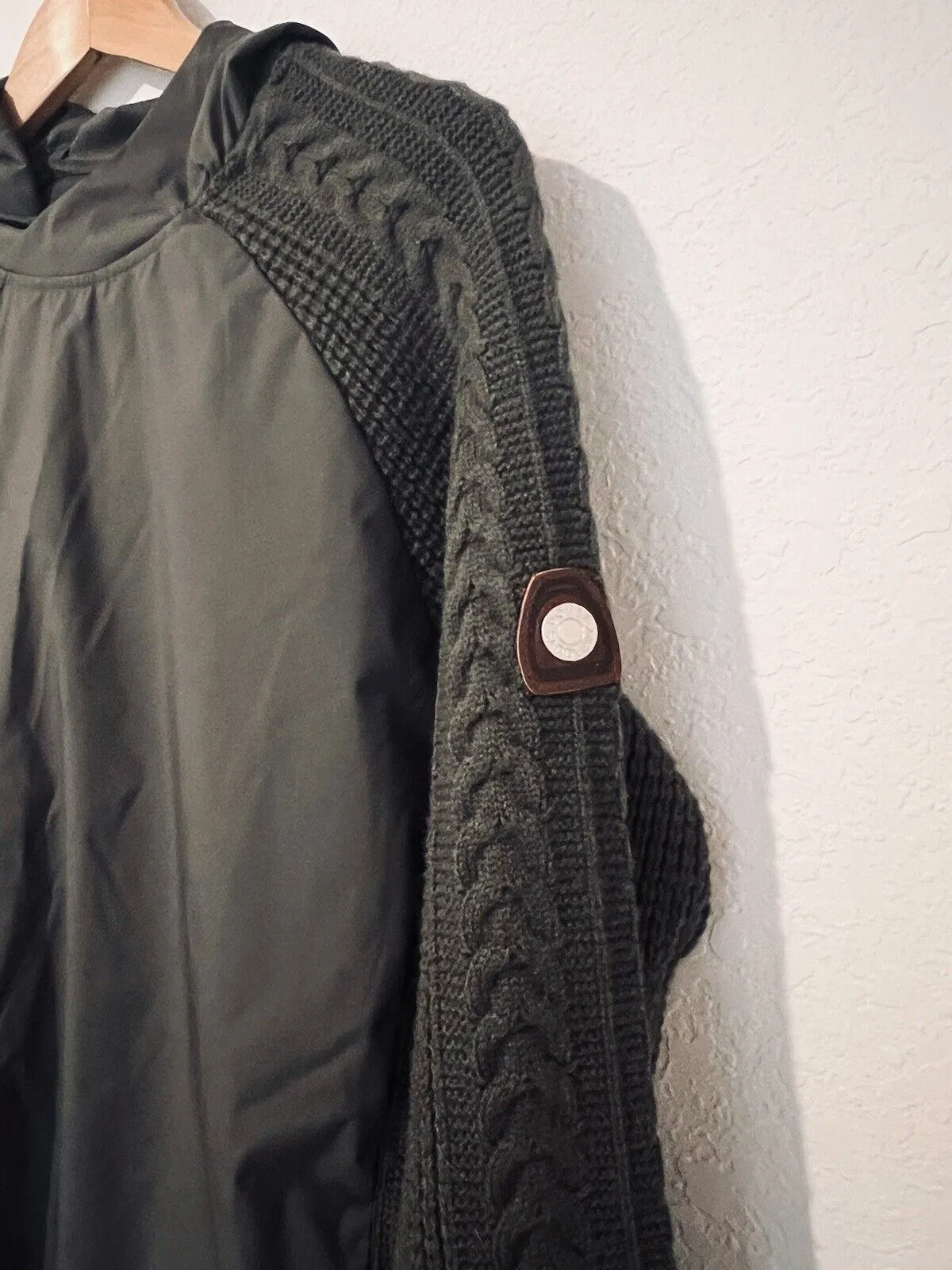 DOVER SADDLERY Equestrian Athens Jacket Sz S Gray Cable Knit Horse Riding Coat