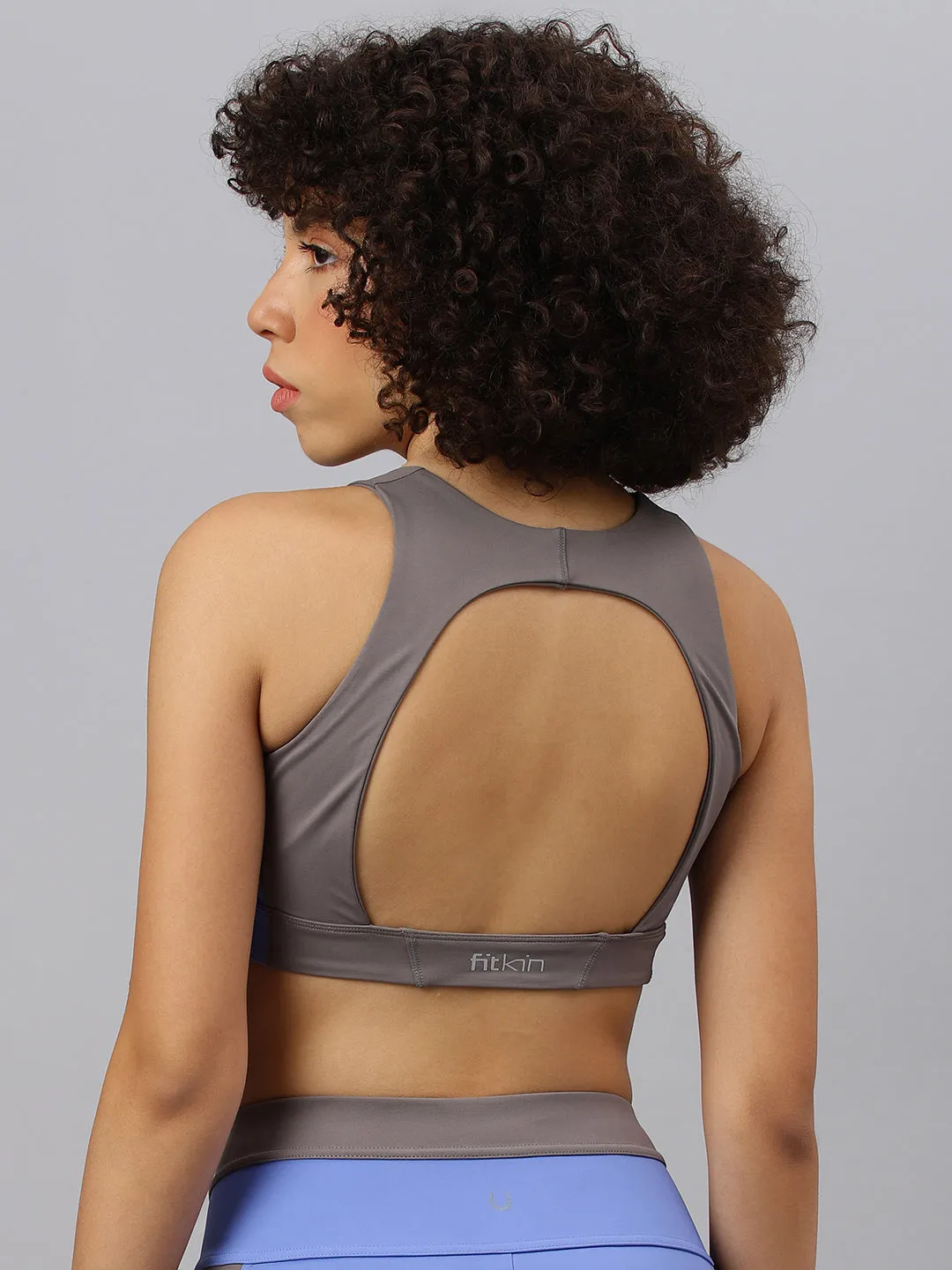 Fitkin Women's Blue Front Zipper Sports Bra