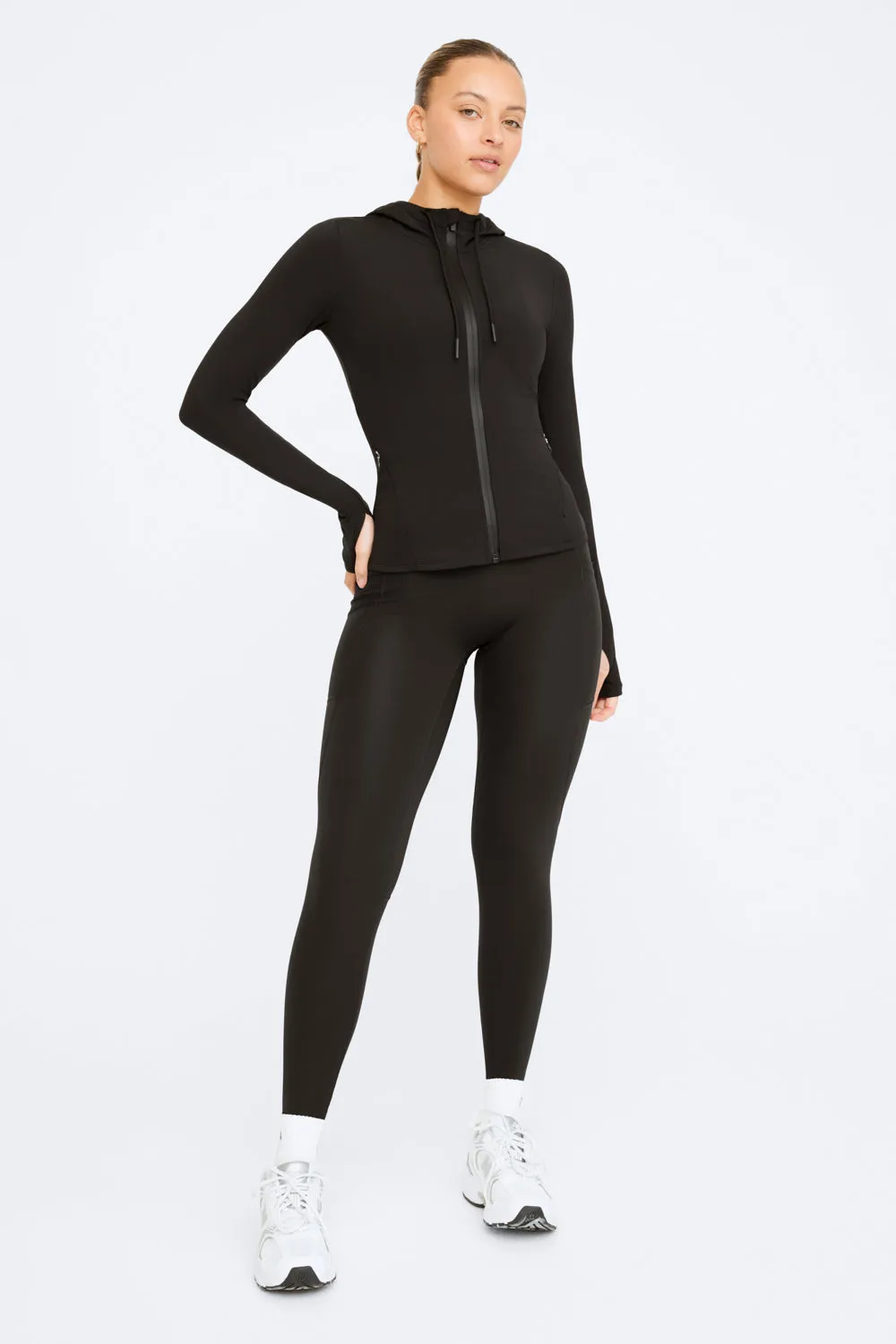 FORMTECH HOODED ZIP THROUGH RUNNING JACKET- BLACK