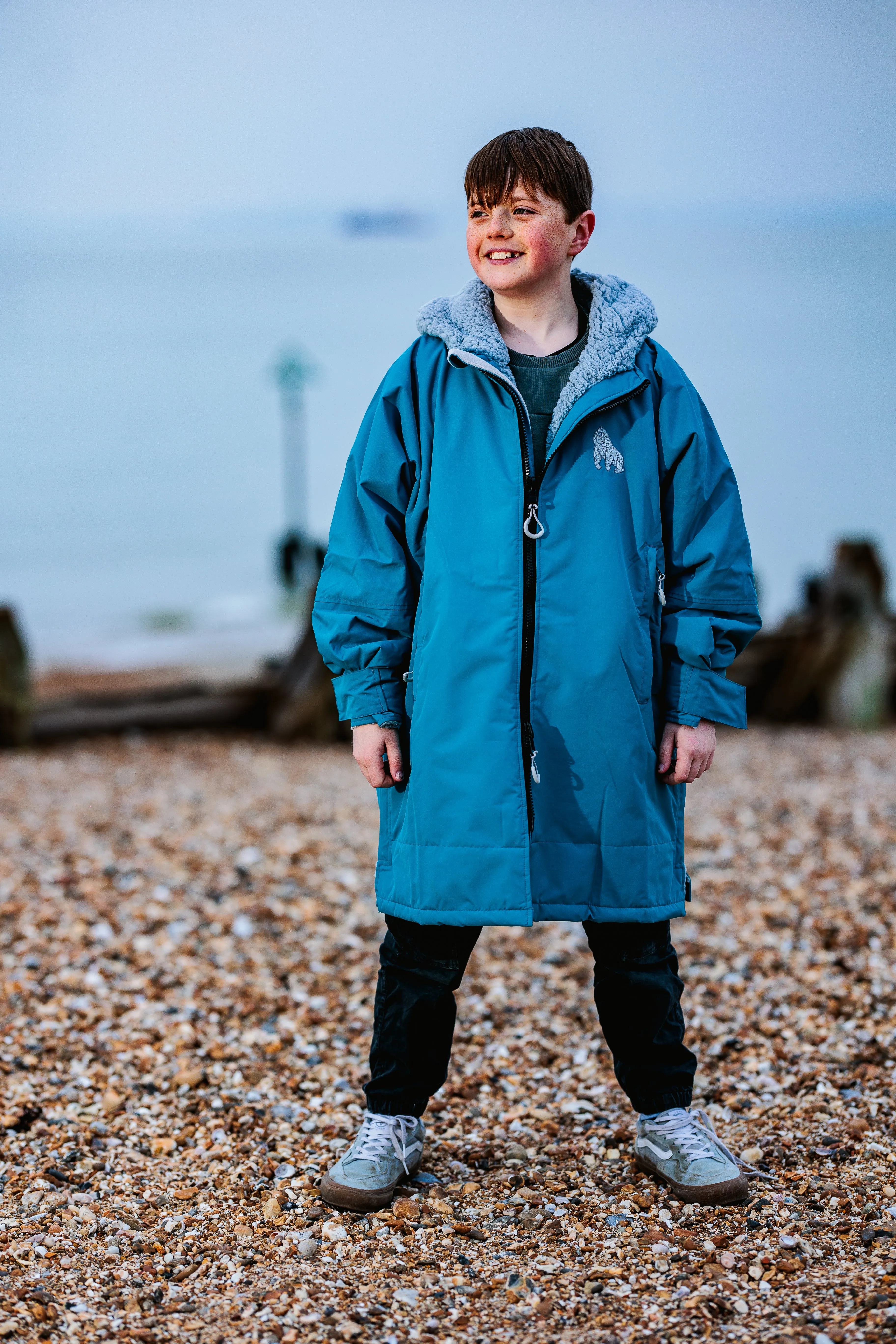 Full Zip ECO Waterproof Dry Changing Robe - Kids - Teal  (age 1 to 12)