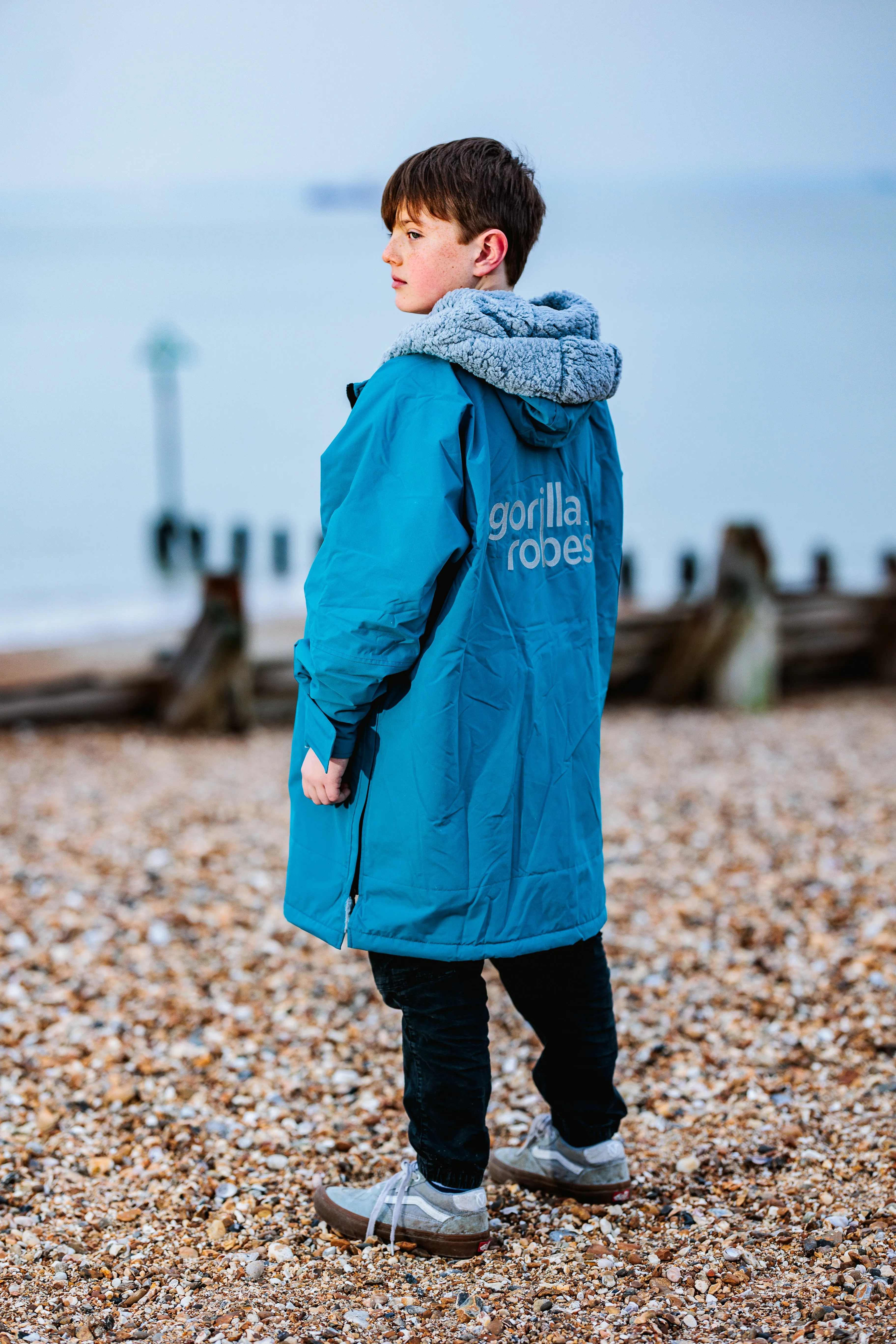 Full Zip ECO Waterproof Dry Changing Robe - Kids - Teal  (age 1 to 12)