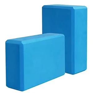 Futurekart Yoga Blocks EVA Foam Block to Support and Deepen Poses, Improve Strength and Aid Balance and Flexibility 2 in 1 Set (Blue)