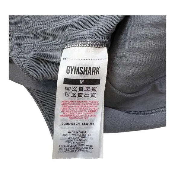 Gymshark Women's Cut Out Back Mesh Racerback Active Sports Bra Grey Size Medium