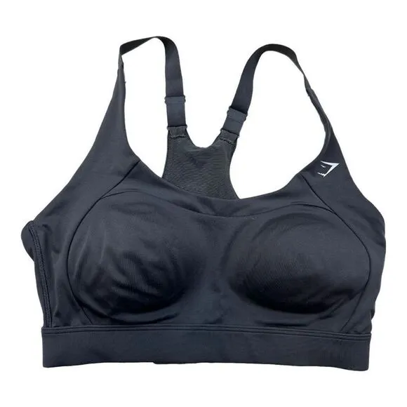 Gymshark Women's Cut Out Back Mesh Racerback Active Sports Bra Grey Size Medium