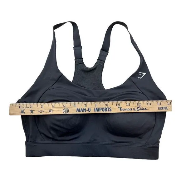 Gymshark Women's Cut Out Back Mesh Racerback Active Sports Bra Grey Size Medium
