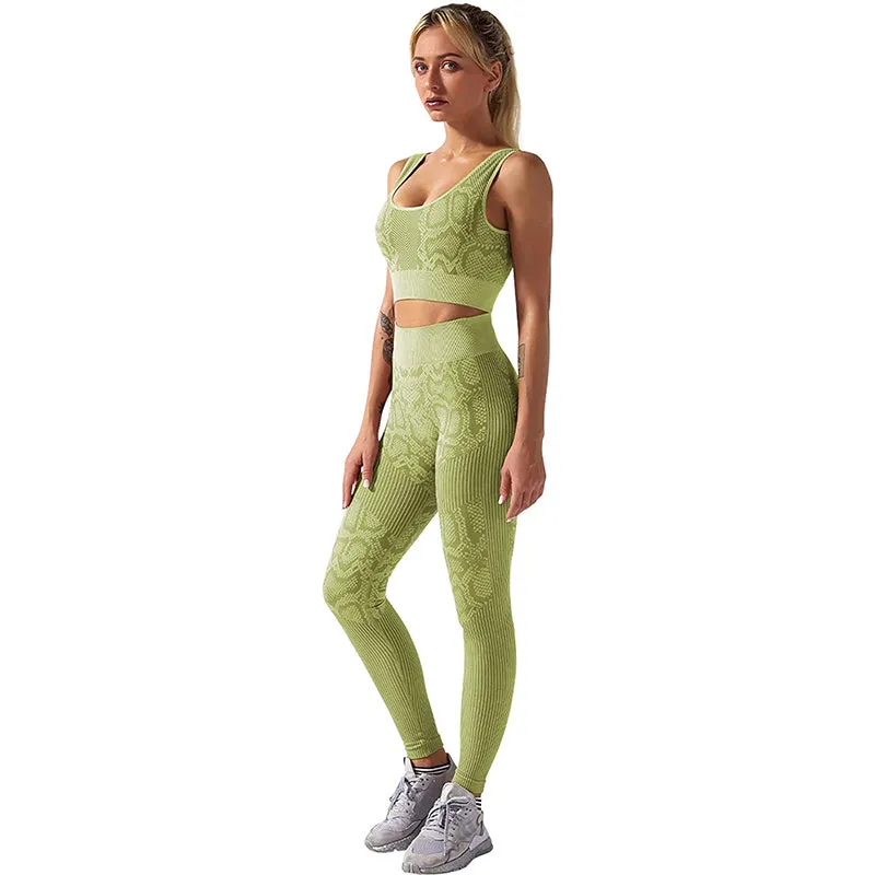 HANERDUN 2 Piece Outfit Workout Yoga Gym High Waist Leggings with Sport Bra Set for Women